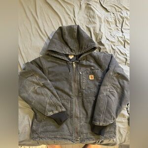 Carhartt Fleece-Lined Sandstone Chapman Jacket 100729 - Black, Size L -